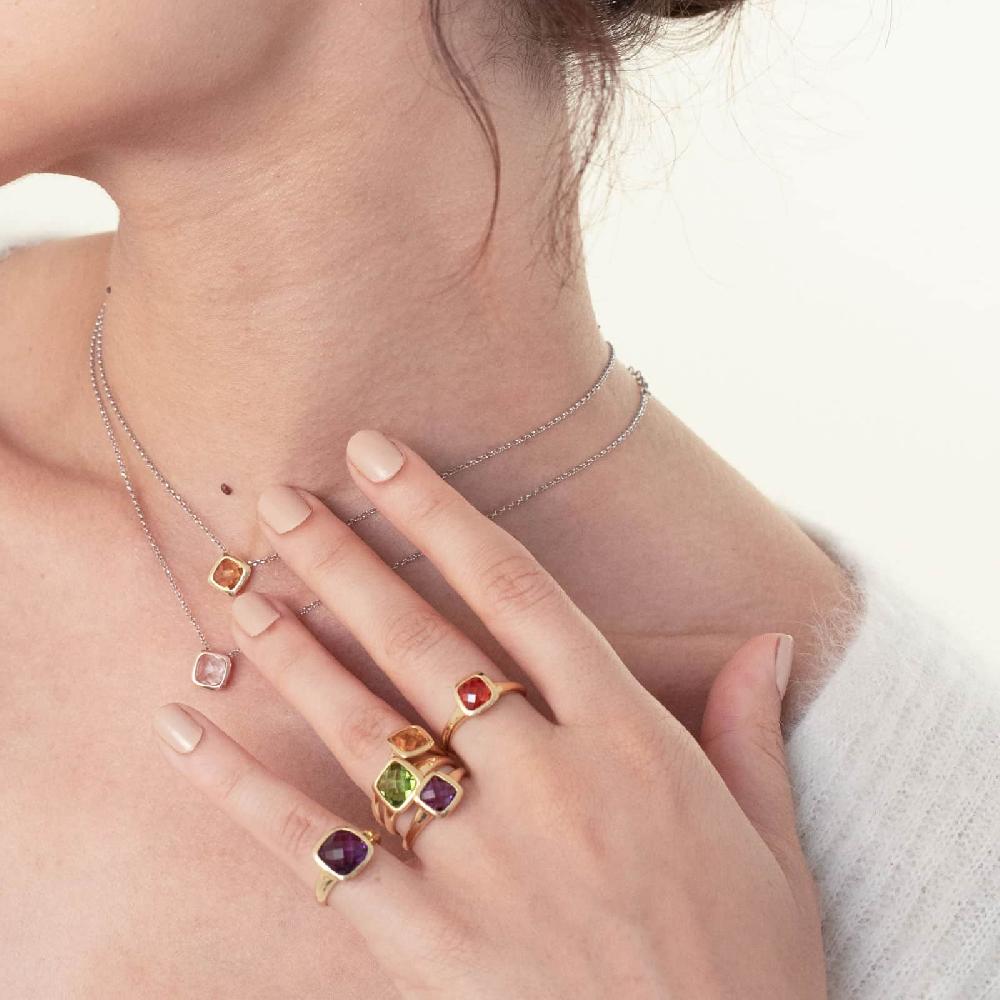Unoaerre Anello donna argento e cristallo verde peridot | UNOAERRE Gioielli Outlet