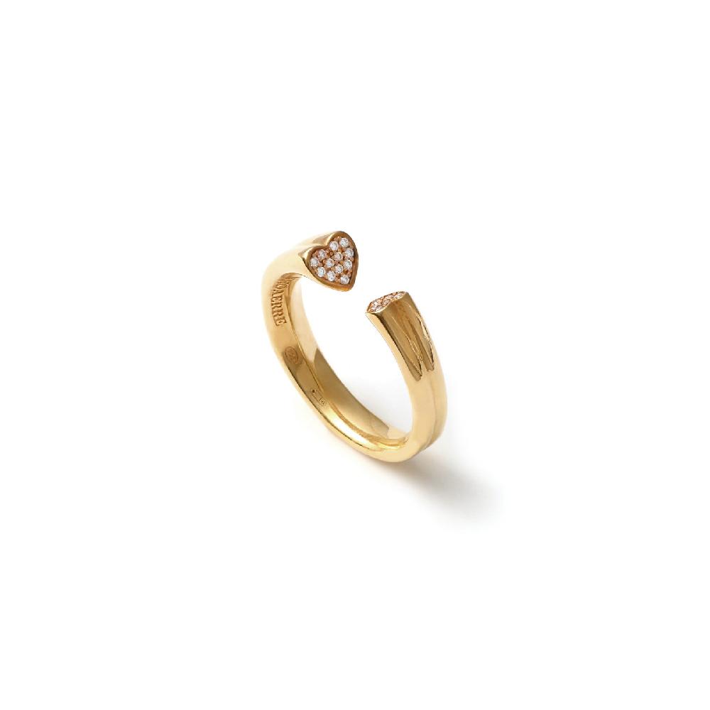 Unoaerre Anello in argento dorato con cuori pavé | UNOAERRE Gioielli