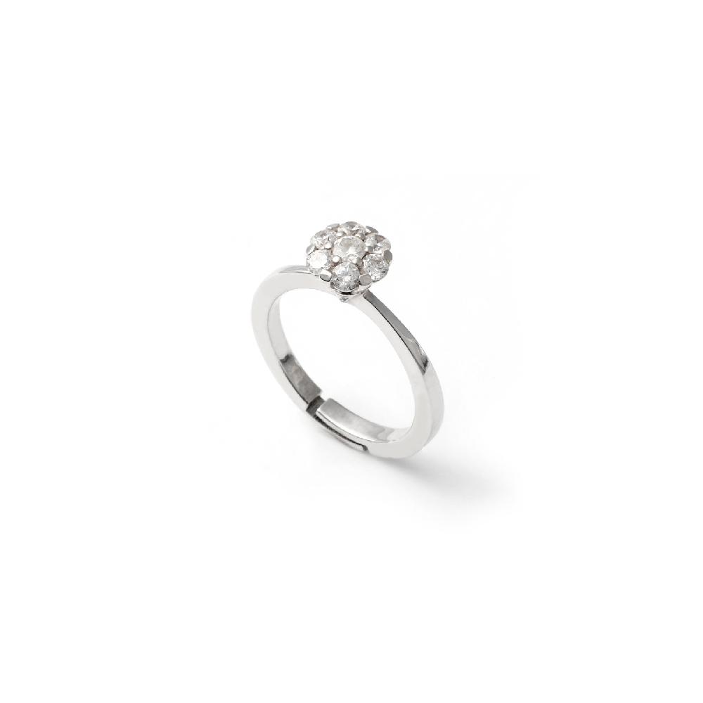 Unoaerre Anello in argento con fiore pavé | UNOAERRE Gioielli