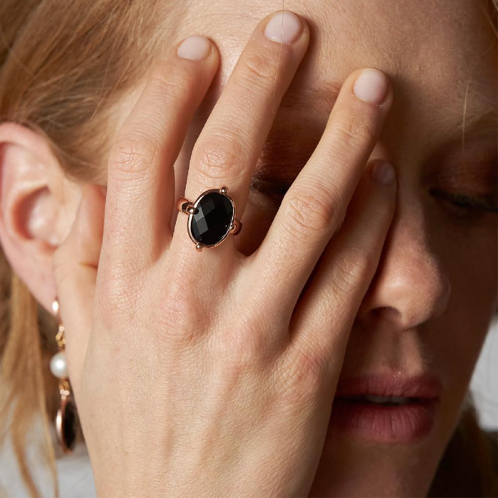 Unoaerre Anello con pietra nera | UNOAERRE Gioielli Vendita Economica