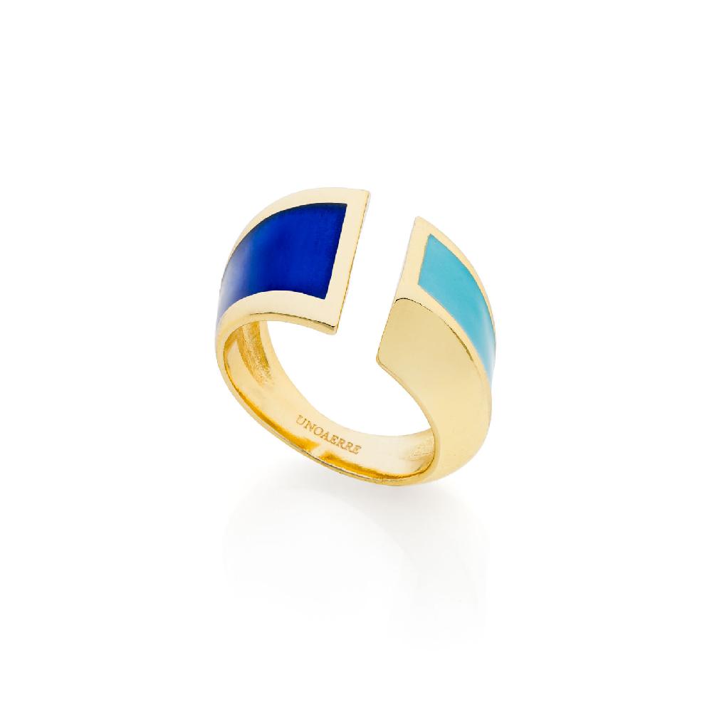 Unoaerre Anello a fascia smalto azzurro | UNOAERRE Gioielli