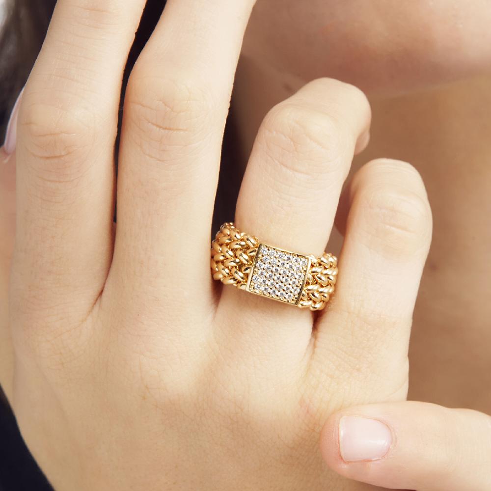 Unoaerre Anello in argento dorato e zirconi Chicco | UNOAERRE Gioielli Qualità