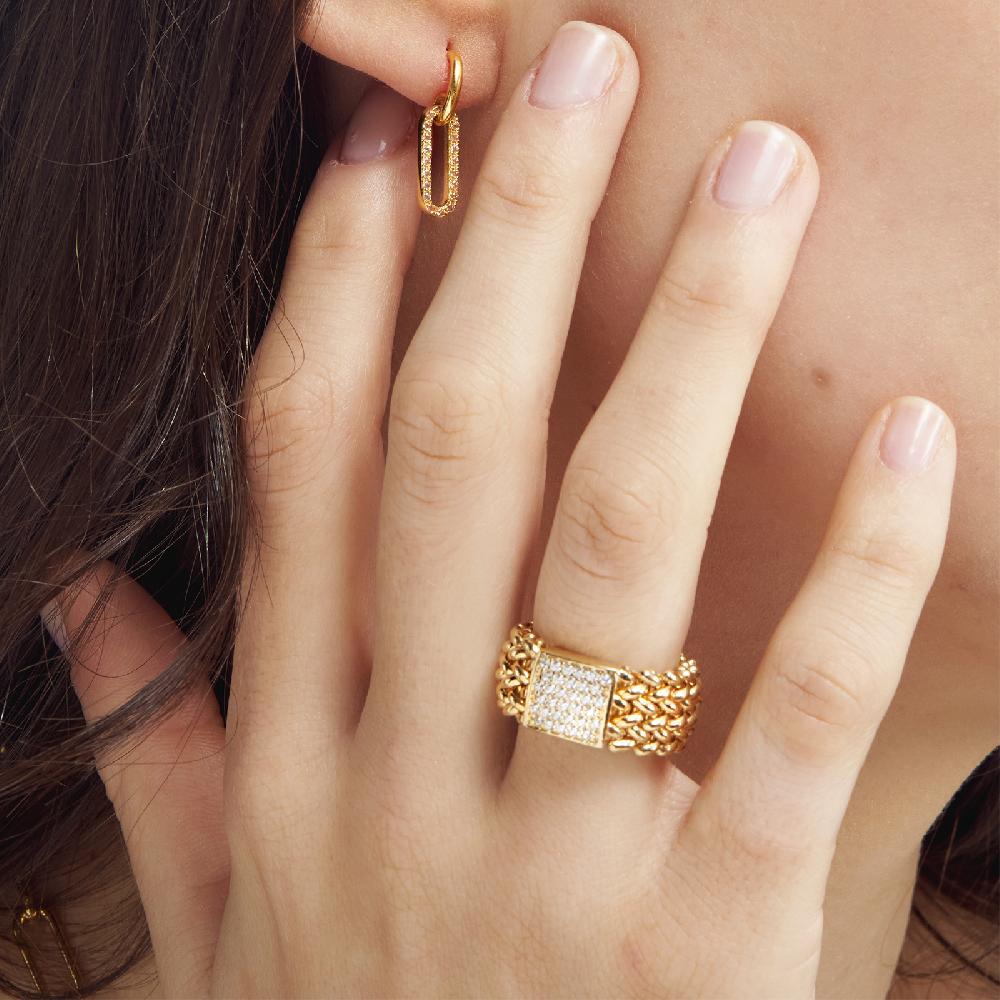 Unoaerre Anello in argento dorato e zirconi Chicco | UNOAERRE Gioielli Qualità