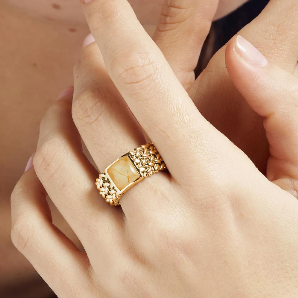 Unoaerre Anello in argento con Quarzo naturale giallo Chicco | UNOAERRE Gioielli Promozione