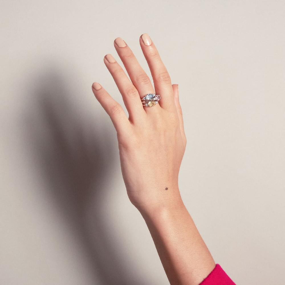 Unoaerre Anello solitario in argento con cubic zirconia azzurra | UNOAERRE Gioielli Prezzo Ridotto