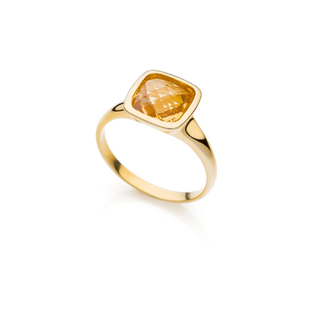 Unoaerre Anello donna argento e cristallo citrino | UNOAERRE Gioielli