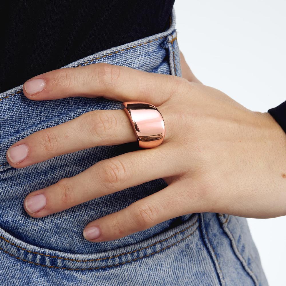 Unoaerre Anello in bronzo a fascia bombata rosa | UNOAERRE Gioielli Vendite Flash