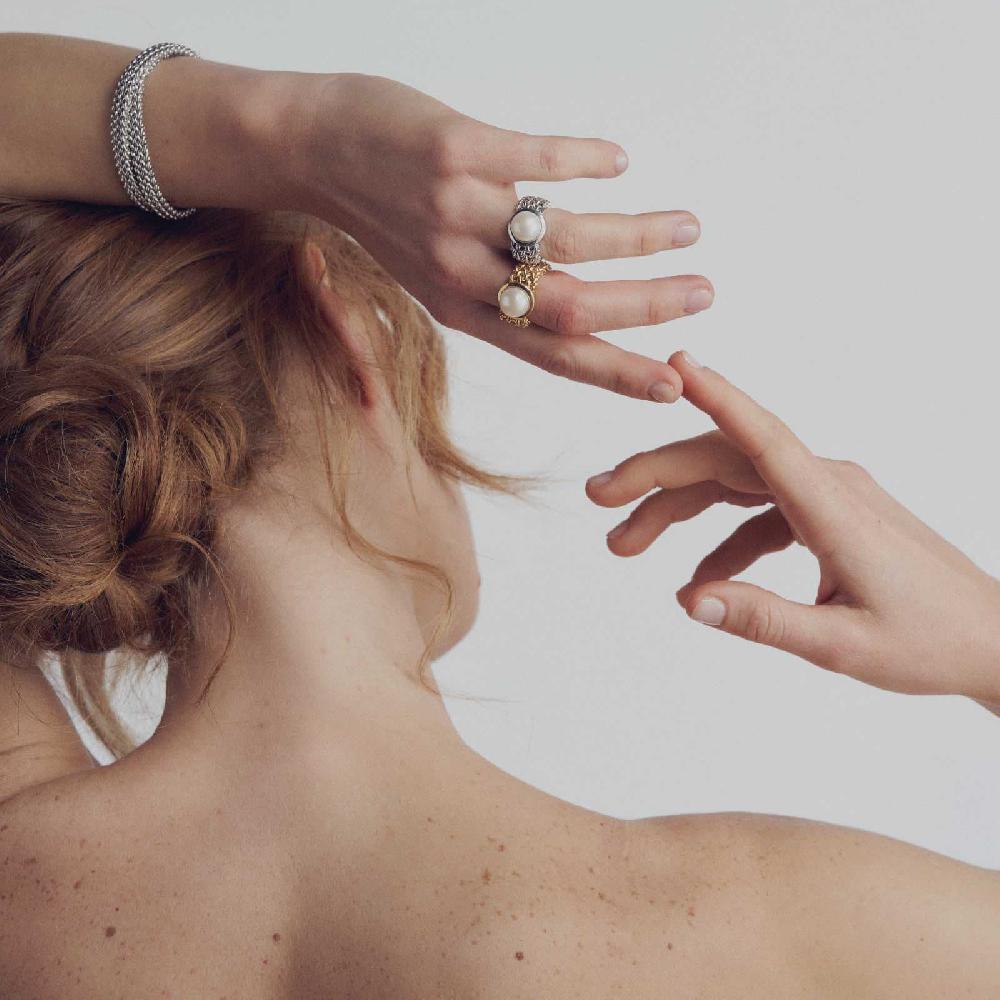 Unoaerre Anello donna argento dorato con perla naturale | UNOAERRE Gioielli Italia