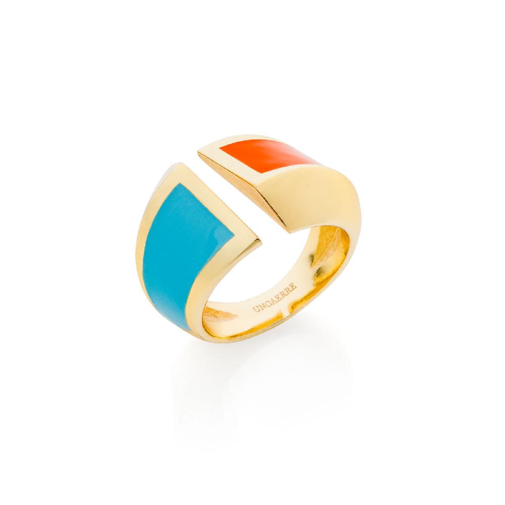 Unoaerre Anello a fascia smalto bicolore | UNOAERRE Gioielli Nuovo