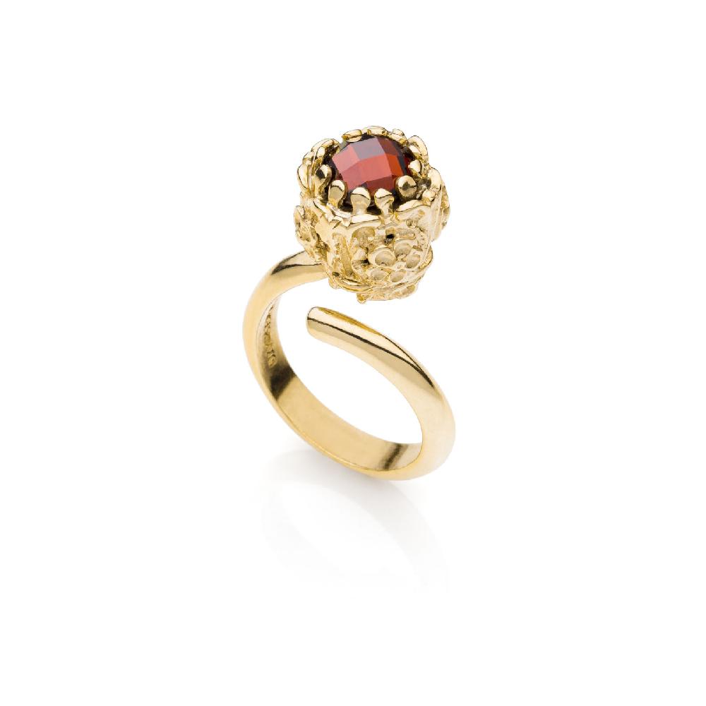 Unoaerre Anello dorato pietra rossa | UNOAERRE Gioielli