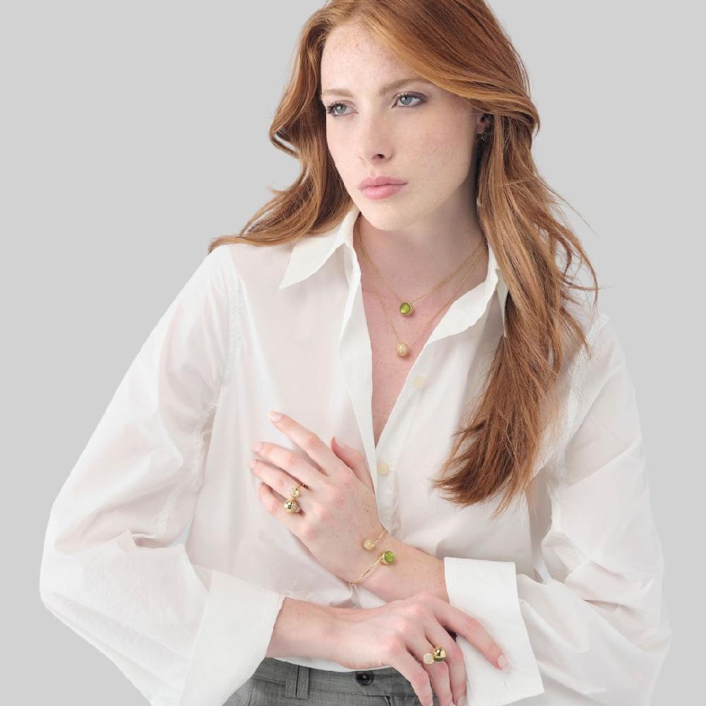 Unoaerre Collana in argento dorato e cristallo verde | UNOAERRE Gioielli Offerte