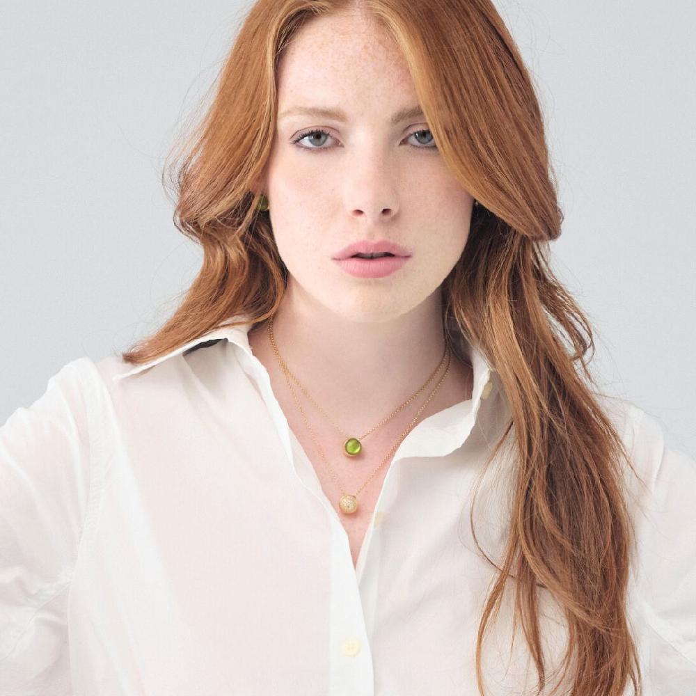 Unoaerre Collana in argento dorato e cristallo verde | UNOAERRE Gioielli Offerte