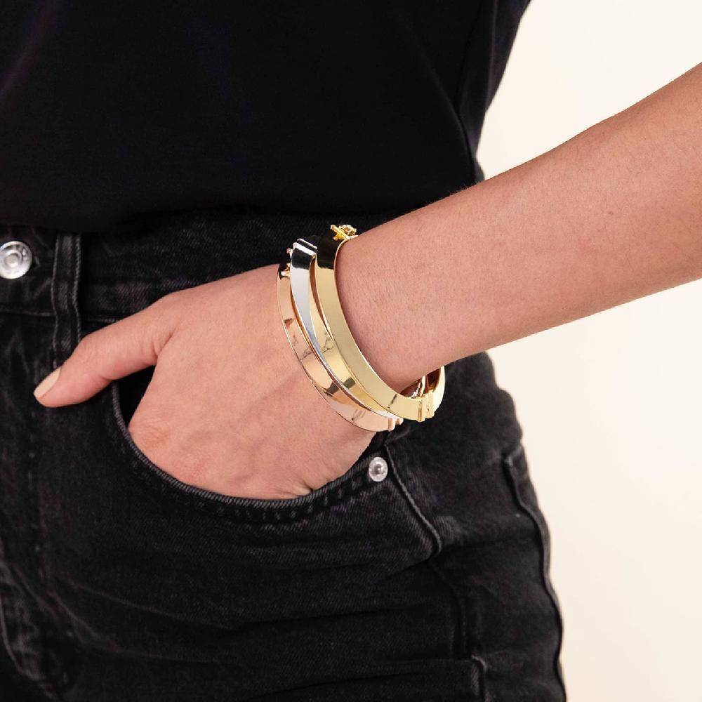 Unoaerre Bracciale dorato rosa rigido a tubo triangolare da donna | UNOAERRE Gioielli Italia