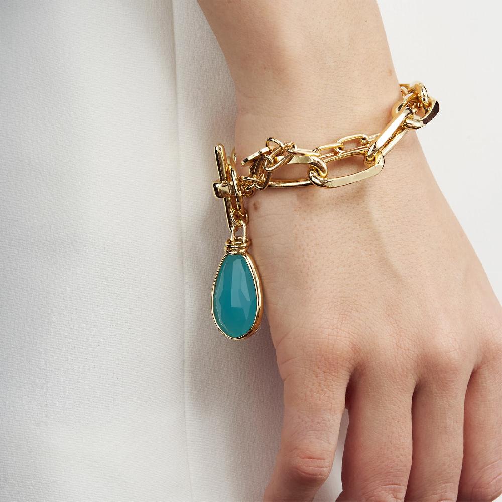 Unoaerre Bracciale in bronzo dorato cristallo turchese | UNOAERRE Gioielli Nuovo