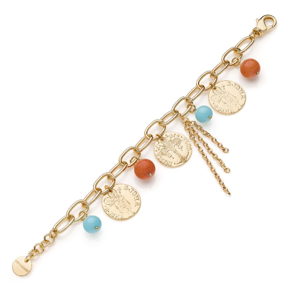 Unoaerre Bracciale in bronzo dorato con charms | UNOAERRE Gioielli Pezzi Unici