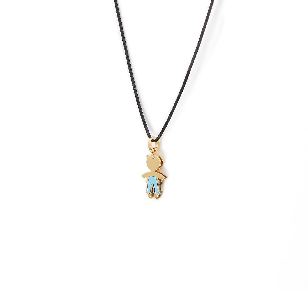 Unoaerre Collana con pendente in oro e smalto azzurro bimbo | UNOAERRE Gioielli Nuova