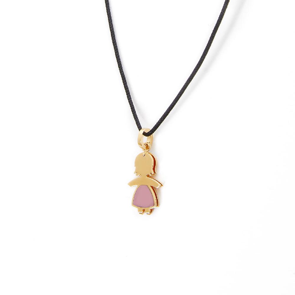 Unoaerre Collana con pendente in oro e smalto rosa bimba | UNOAERRE Gioielli Grande vendita