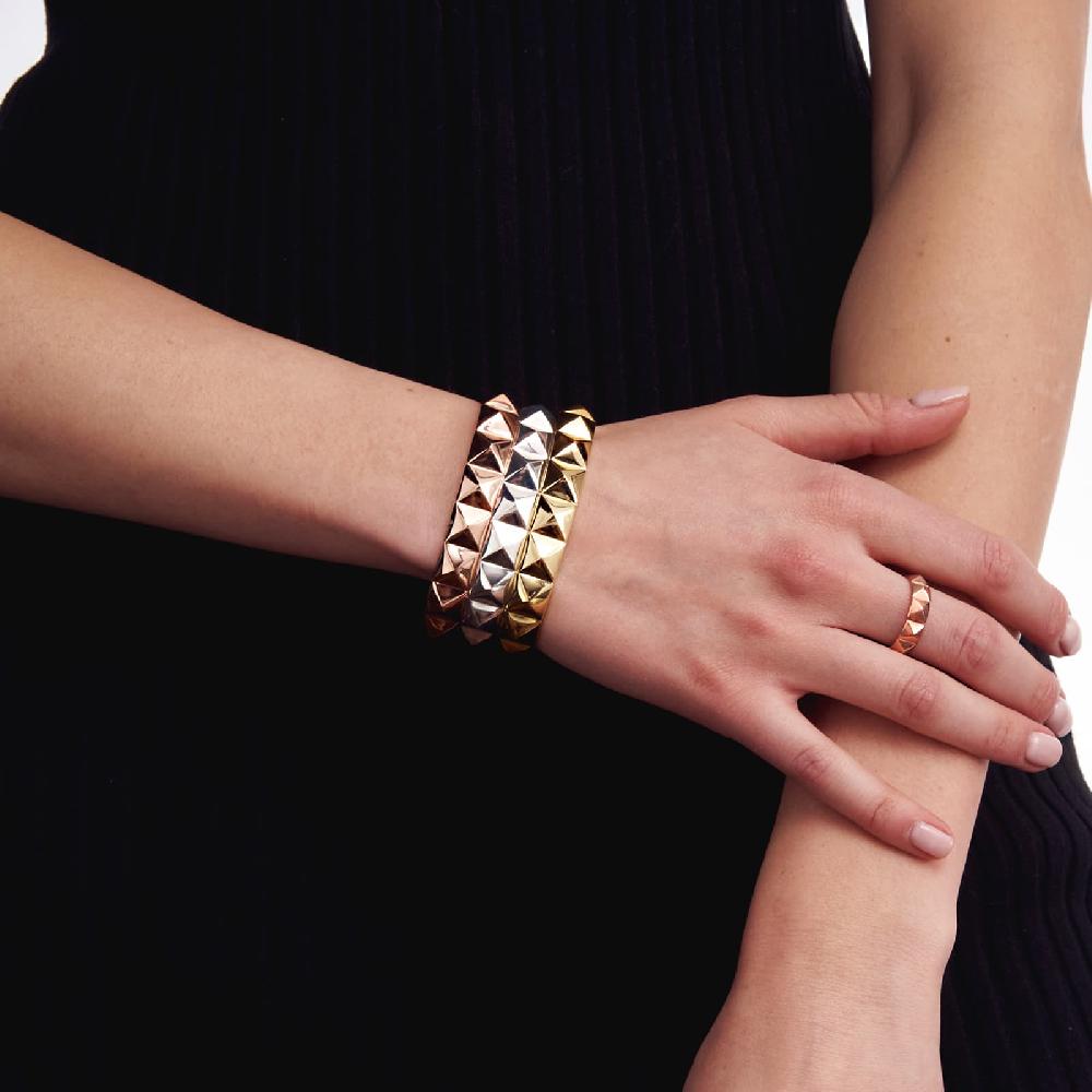 Unoaerre Bracciale rigido in bronzo dorato piramidi | UNOAERRE Gioielli Shopping online