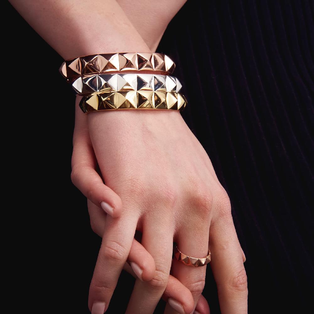 Unoaerre Bracciale rigido in bronzo argentato piramidi | UNOAERRE Gioielli Offerta esclusiva