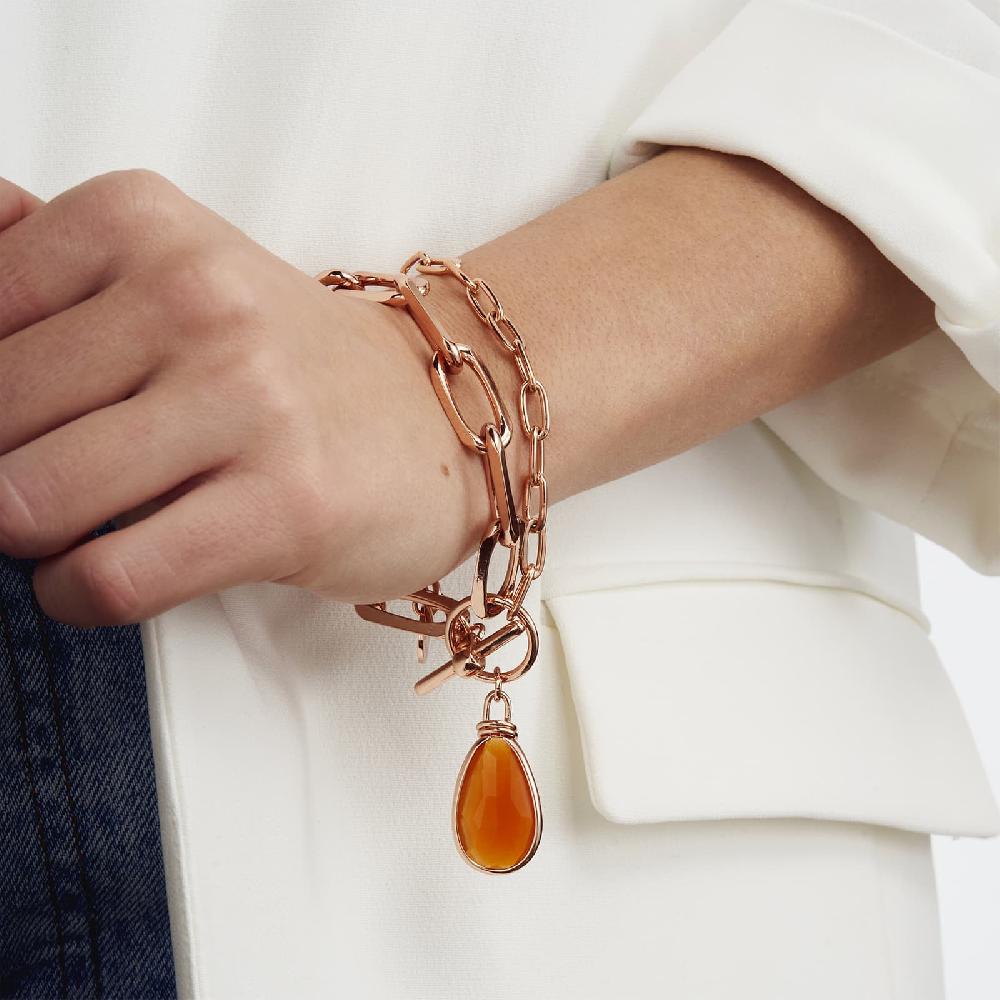 Unoaerre Bracciale in bronzo dorato rosa cristallo ambra | UNOAERRE Gioielli Vendite stagionali