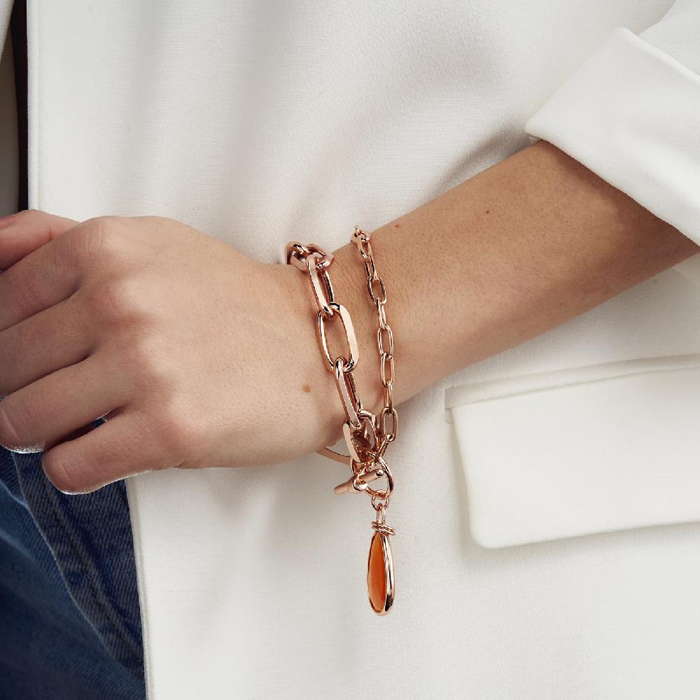 Unoaerre Bracciale in bronzo dorato rosa cristallo ambra | UNOAERRE Gioielli Vendite stagionali