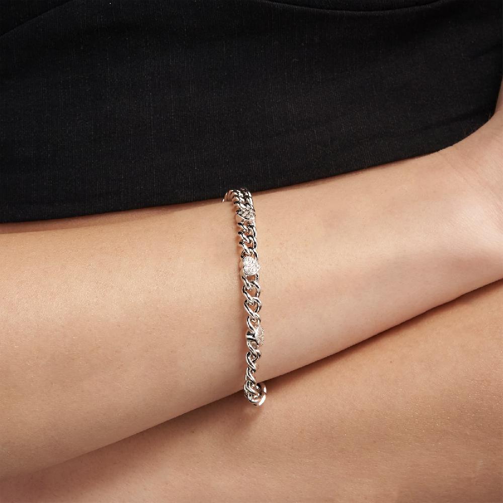 Unoaerre Bracciale in argento rodiato con cuori e cubic zirconia | UNOAERRE Gioielli Super Saving Price