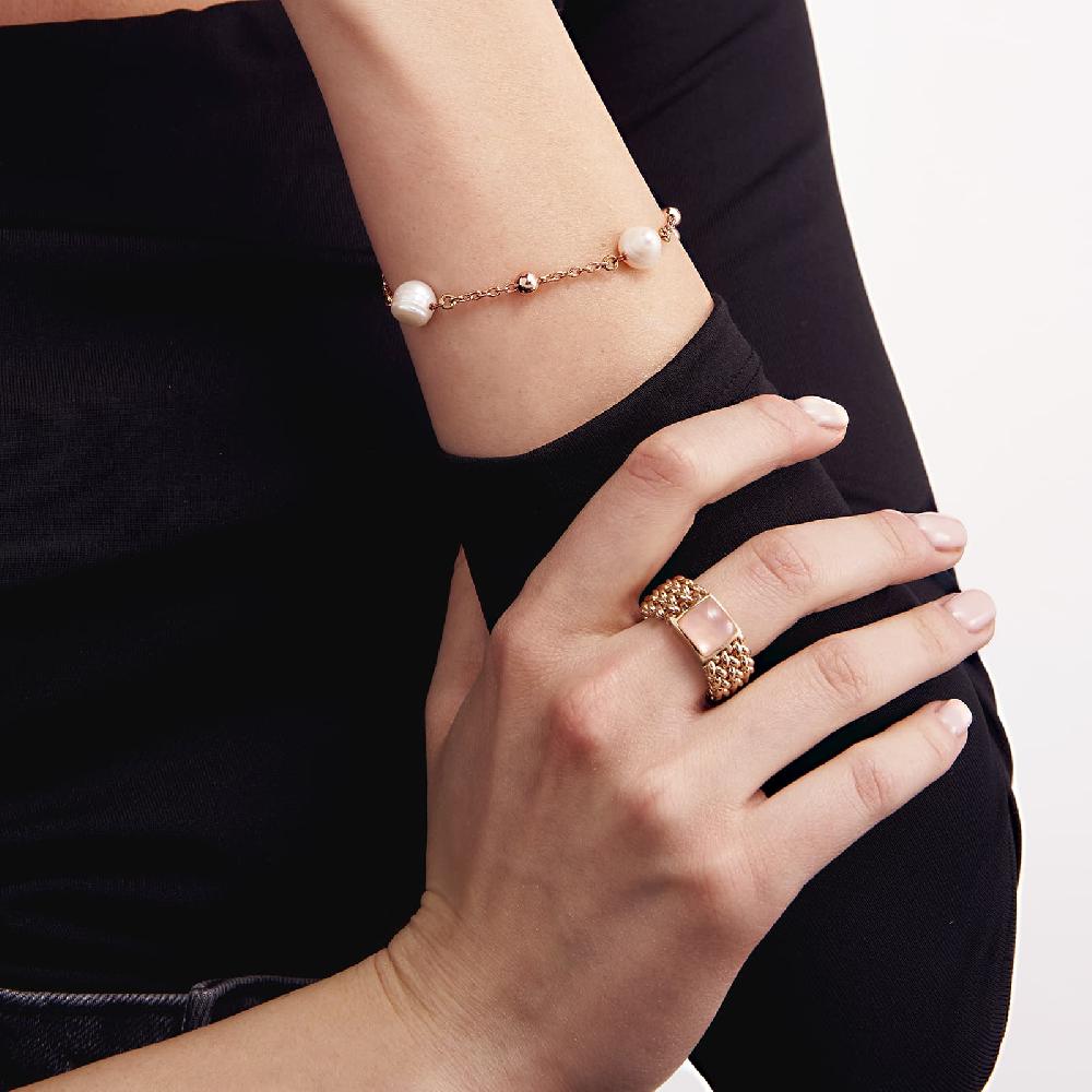 Unoaerre Bracciale in bronzo dorato rosa perle naturali | UNOAERRE Gioielli Offerta settimanale