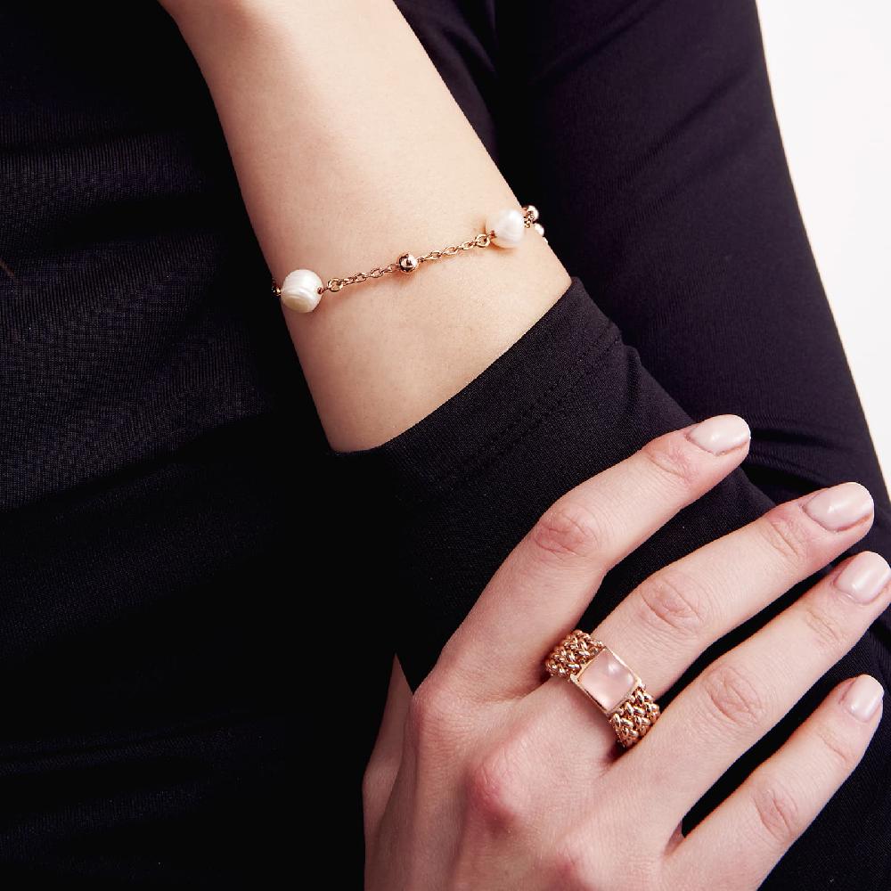 Unoaerre Bracciale in bronzo dorato rosa perle naturali | UNOAERRE Gioielli Offerta settimanale