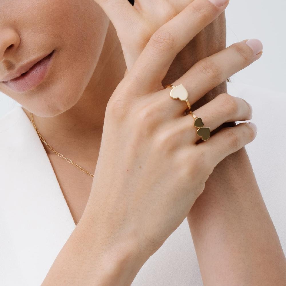 Unoaerre Anello in oro con cuore grande e piccolo | UNOAERRE Gioielli Spedizione gratuita