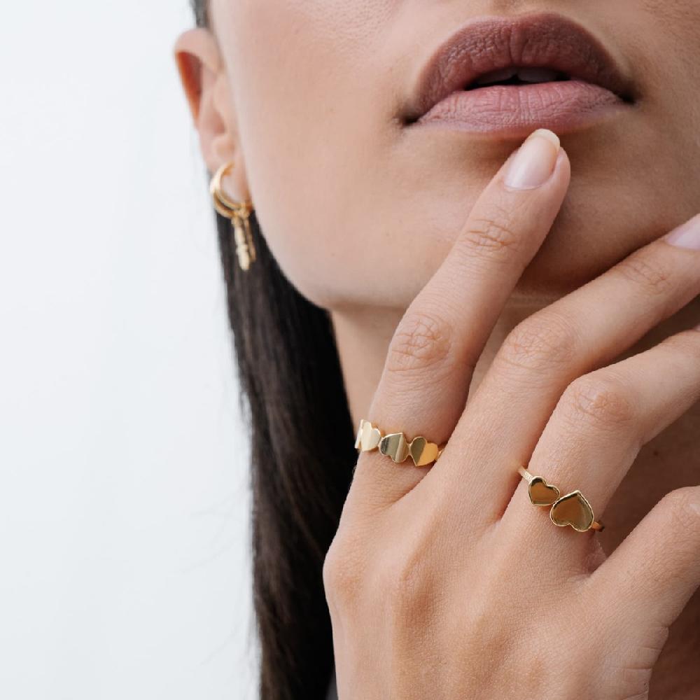 Unoaerre Anello in oro con cuore grande e piccolo | UNOAERRE Gioielli Spedizione gratuita