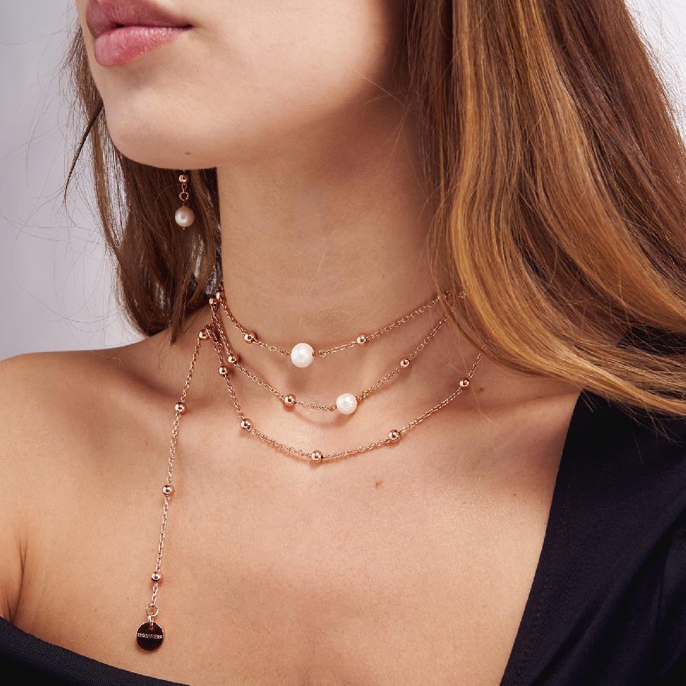 Unoaerre Collana in bronzo dorato rosa con perle | UNOAERRE Gioielli ACQUISTA ORA