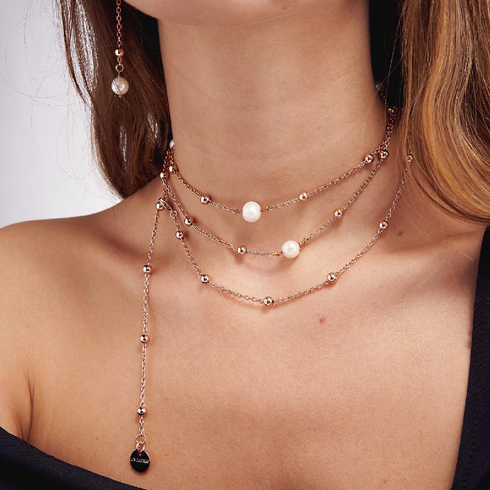 Unoaerre Collana in bronzo dorato rosa con perle | UNOAERRE Gioielli ACQUISTA ORA
