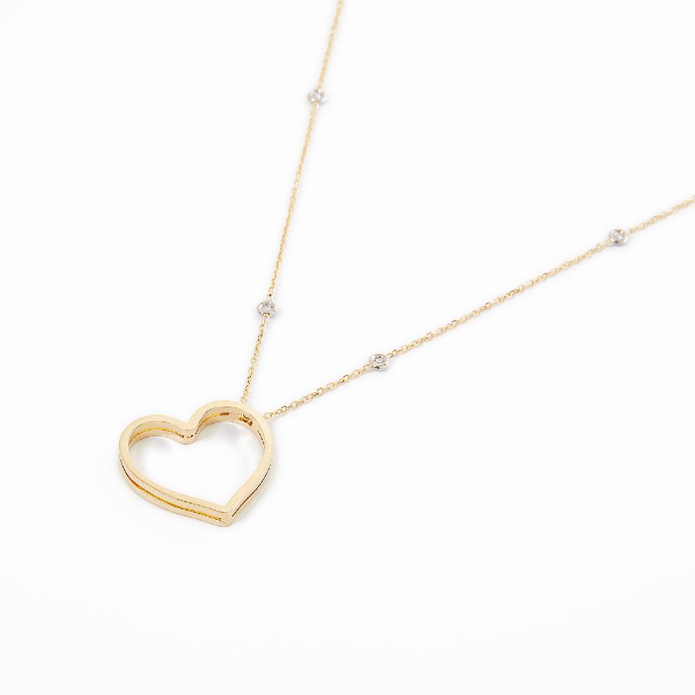 Unoaerre Collana in oro con cuore e diamanti | UNOAERRE Gioielli Fino al 65% di sconto