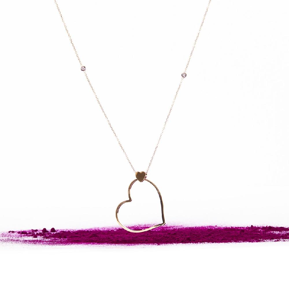Unoaerre Collana lunga in oro con cuore e diamanti Batticuore | UNOAERRE Gioielli Only for today