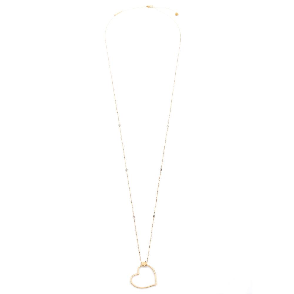 Unoaerre Collana lunga in oro con cuore e diamanti Batticuore | UNOAERRE Gioielli Only for today