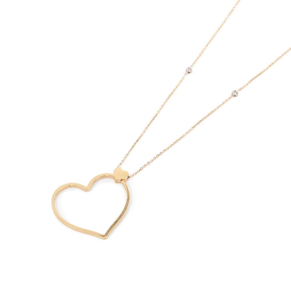Unoaerre Collana lunga in oro con cuore e diamanti Batticuore | UNOAERRE Gioielli Only for today