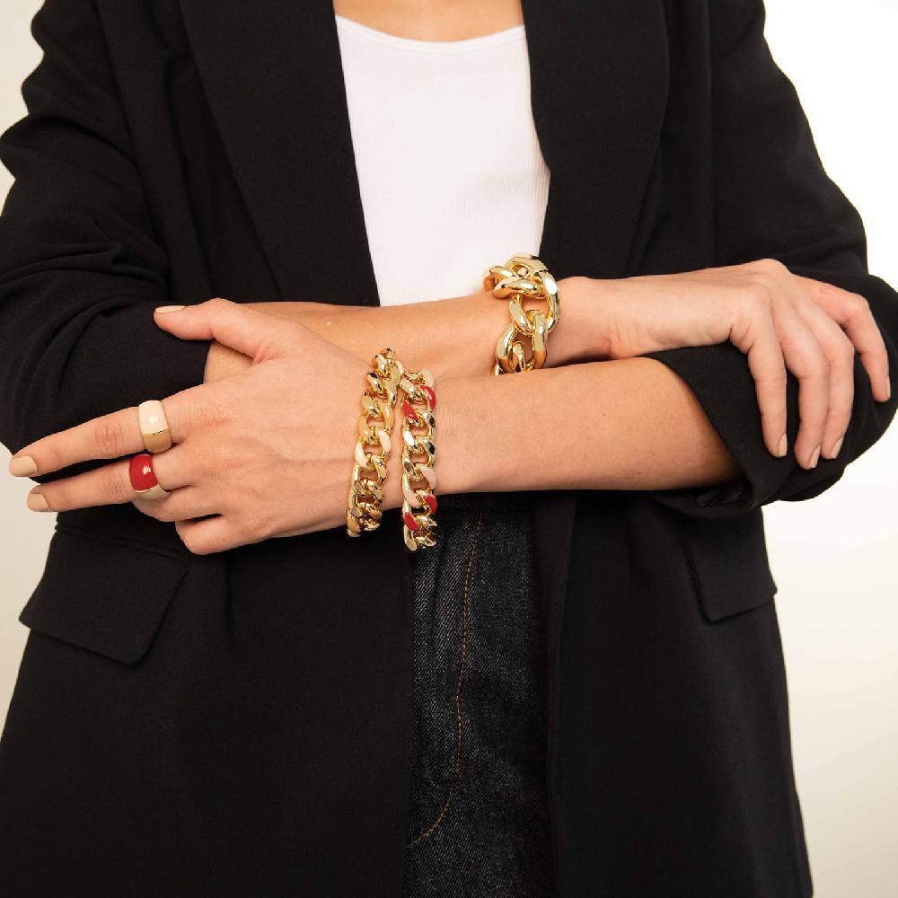 Unoaerre Bracciale donna catena grumetta smalto beige e nocciola | UNOAERRE Gioielli Offerta per la Festa della Mamma