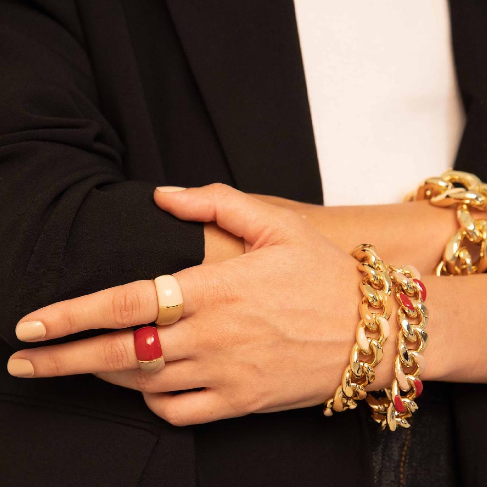 Unoaerre Bracciale donna catena grumetta smalto beige e nocciola | UNOAERRE Gioielli Offerta per la Festa della Mamma