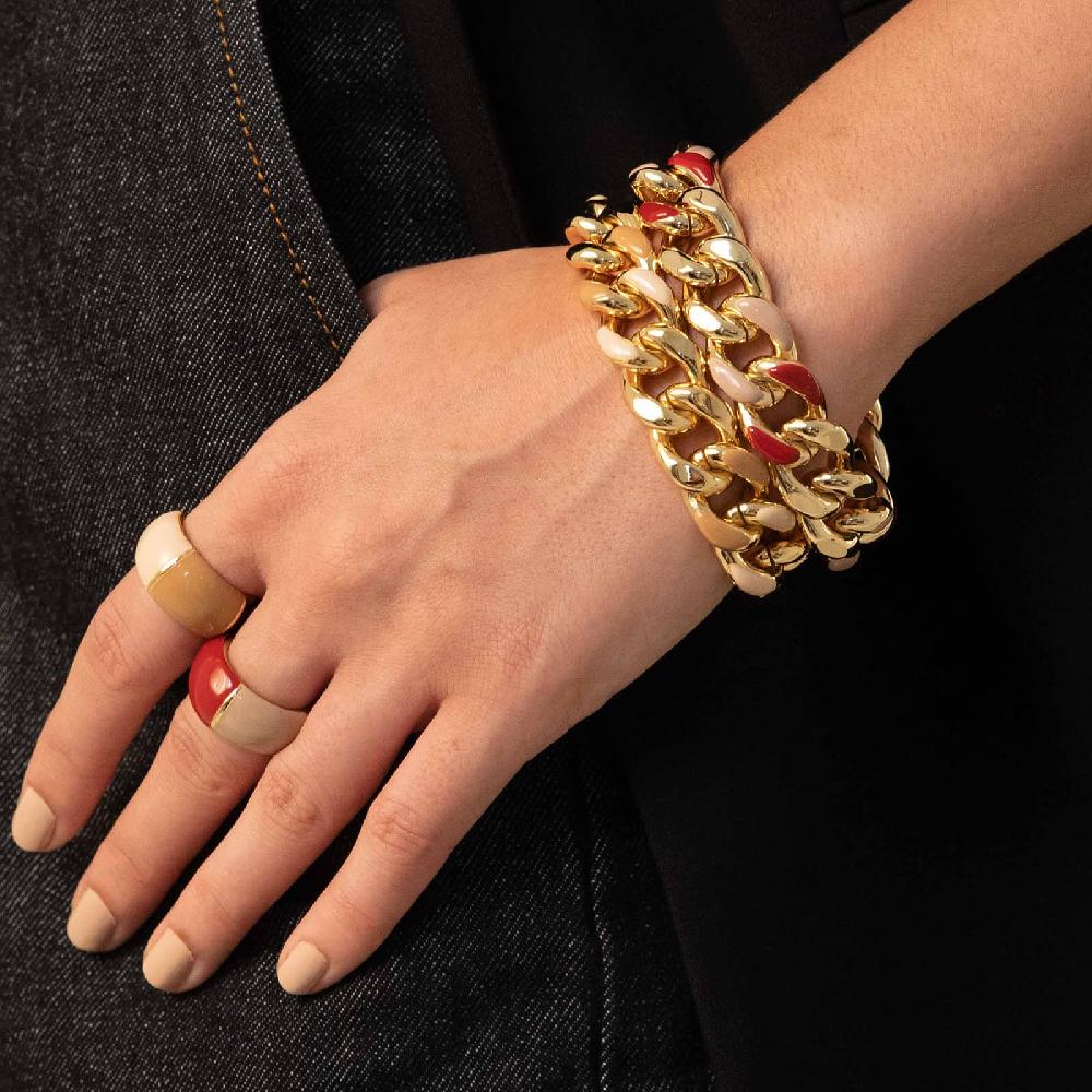 Unoaerre Bracciale donna catena grumetta smalto beige e nocciola | UNOAERRE Gioielli Offerta per la Festa della Mamma