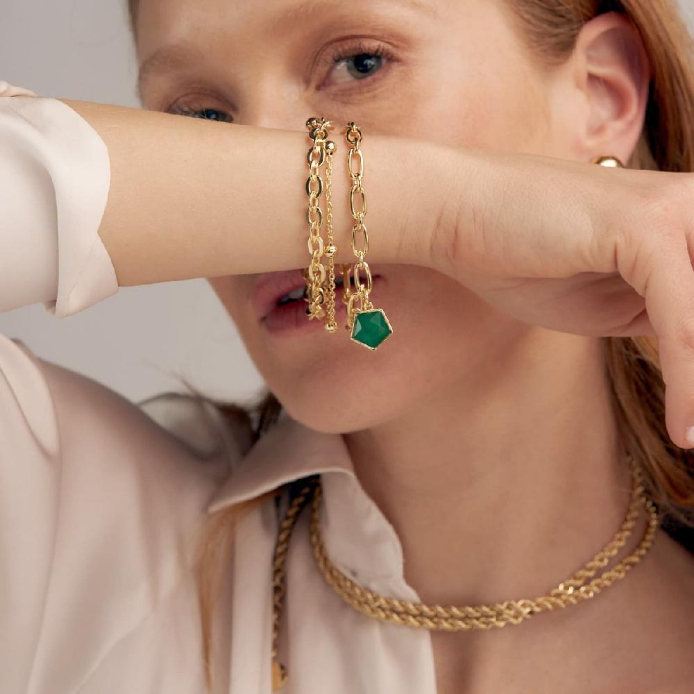 Unoaerre Bracciale donna a tre fili dorato con pietra | UNOAERRE Gioielli Vendita calda
