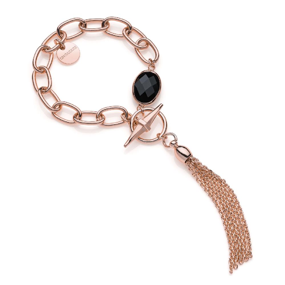Unoaerre Bracciale catena dorata rosa e pietra nera | UNOAERRE Gioielli Offerta temporanea
