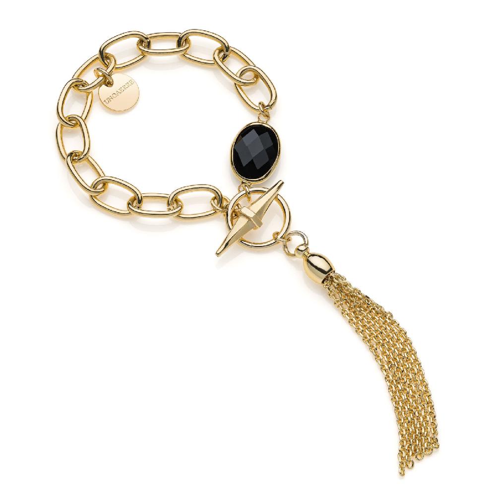 Unoaerre Bracciale catena dorata e pietra nera | UNOAERRE Gioielli Offerte esclusive