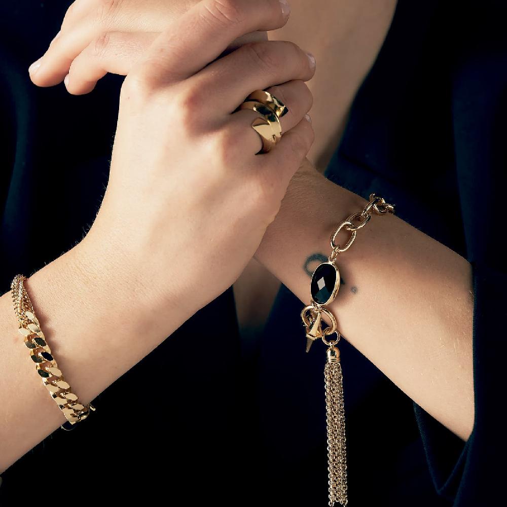 Unoaerre Bracciale catena dorata e pietra nera | UNOAERRE Gioielli Offerte esclusive