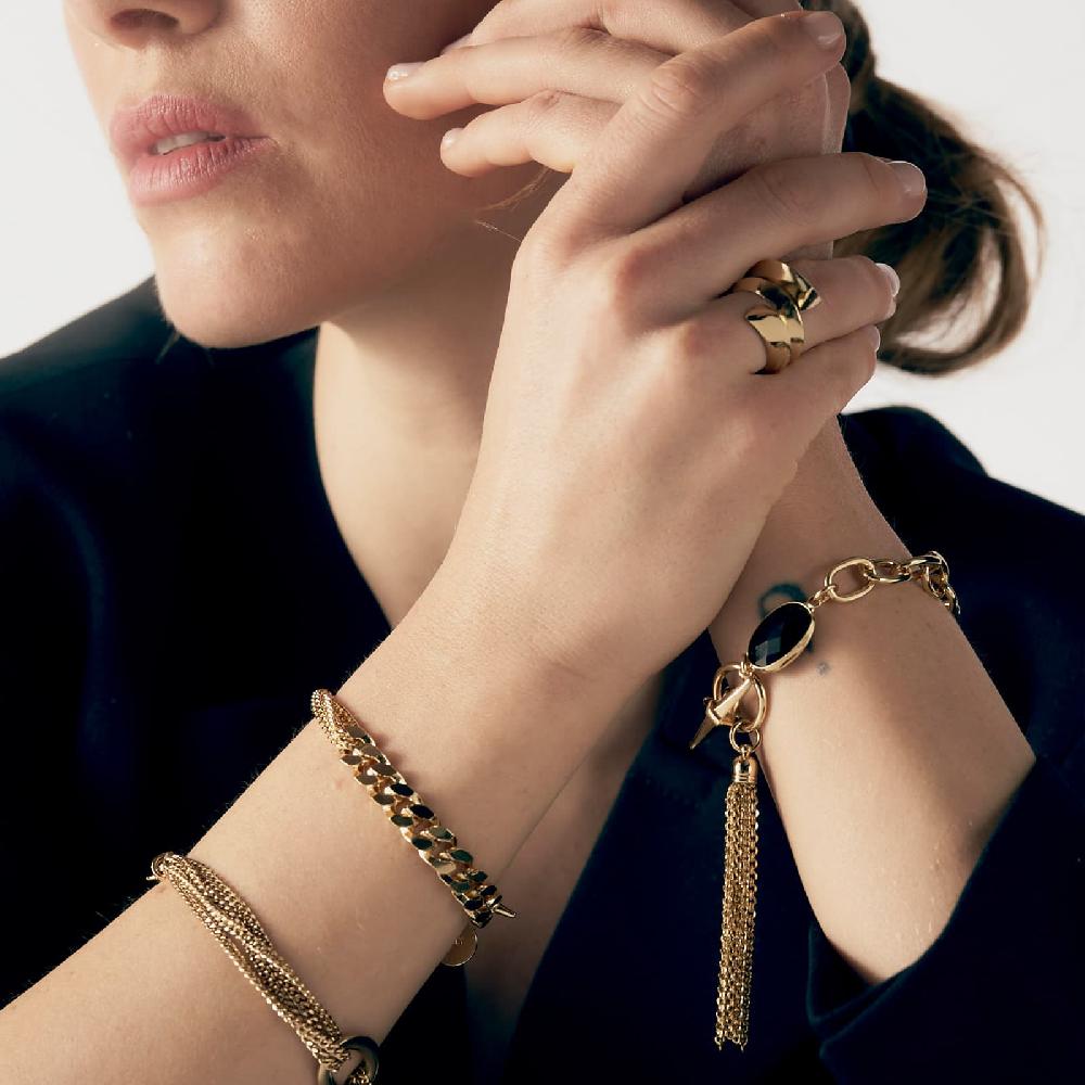 Unoaerre Bracciale catena dorata e pietra nera | UNOAERRE Gioielli Offerte esclusive