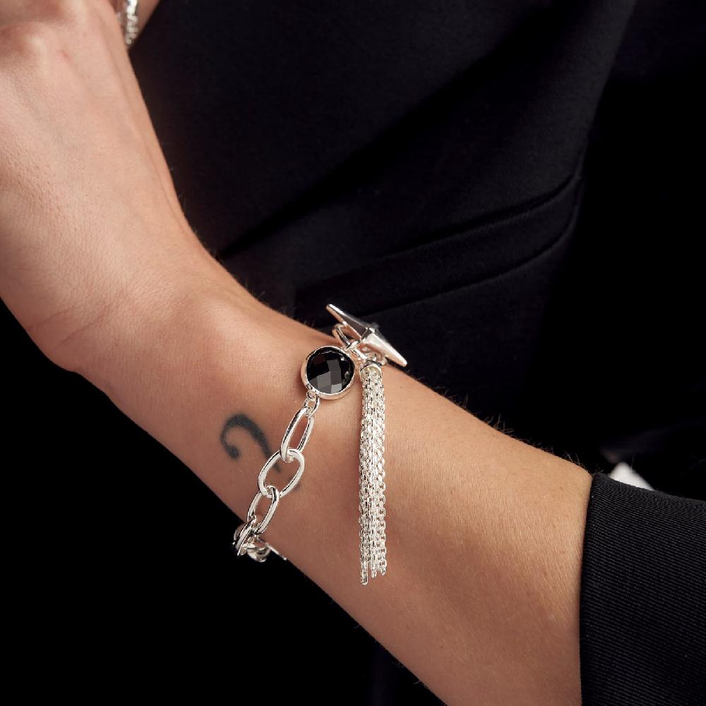 Unoaerre Bracciale catena argento e pietra nera | UNOAERRE Gioielli Lightning offer