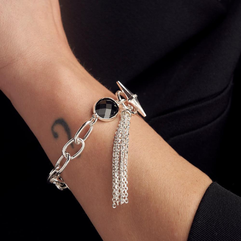 Unoaerre Bracciale catena argento e pietra nera | UNOAERRE Gioielli Lightning offer
