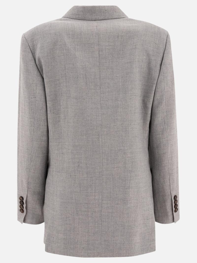 Vietti Brunello Cucinelli Blazer in canvas di lino e lana con monile Saldi Di Fabbrica