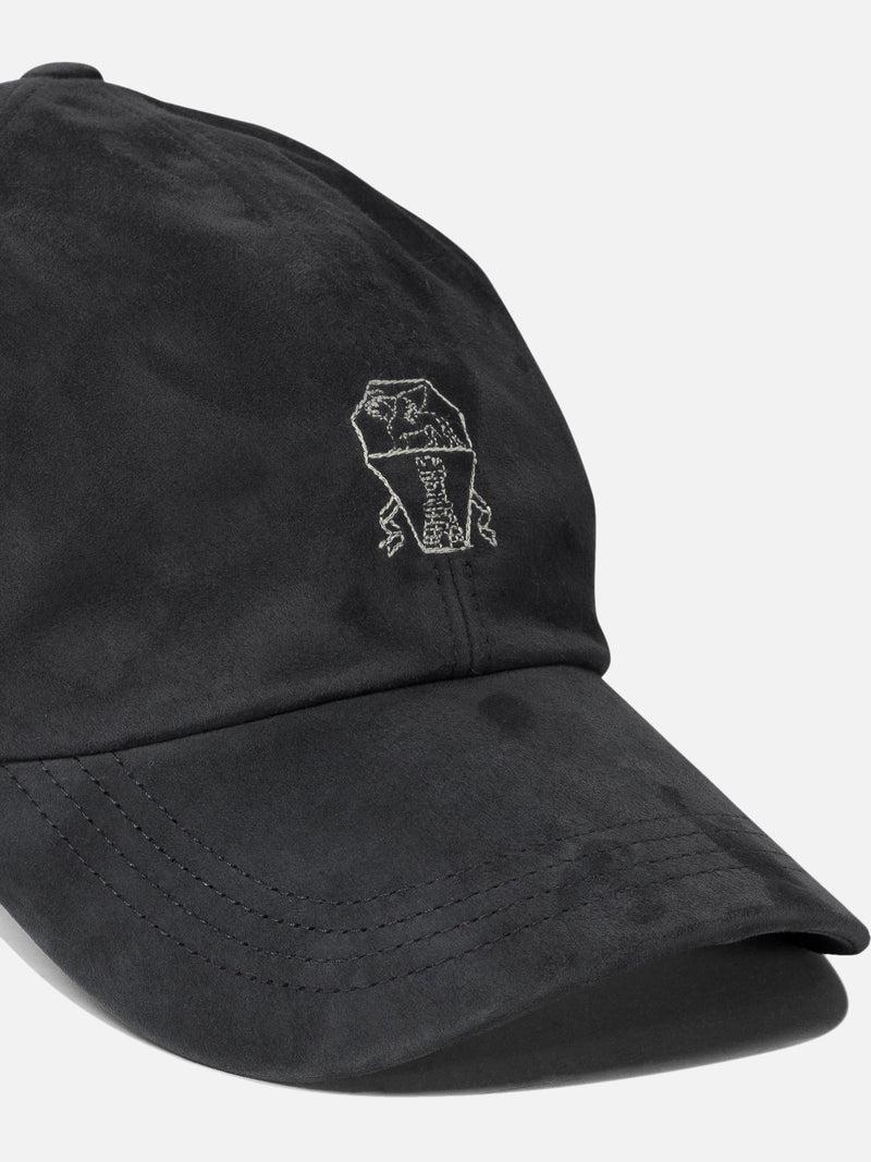Vietti Brunello Cucinelli Cappello da baseball in camoscio leggero con logo ricamato Online
