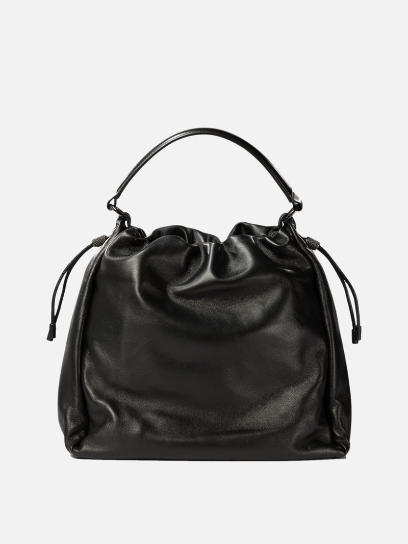 Vietti Brunello Cucinelli Borsa bucket in pelle Soft con monile Sconto