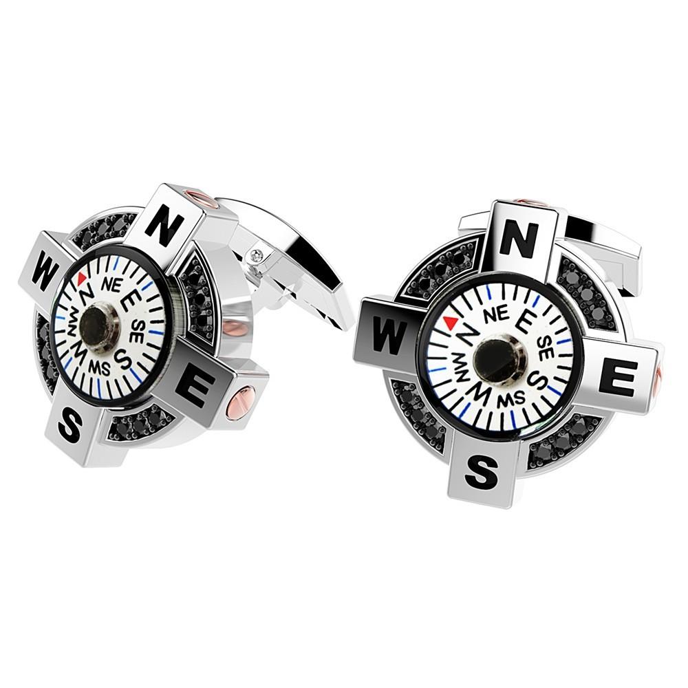 Zancan Gemelli Zancan in argento con bussola bianca e spinelli neri